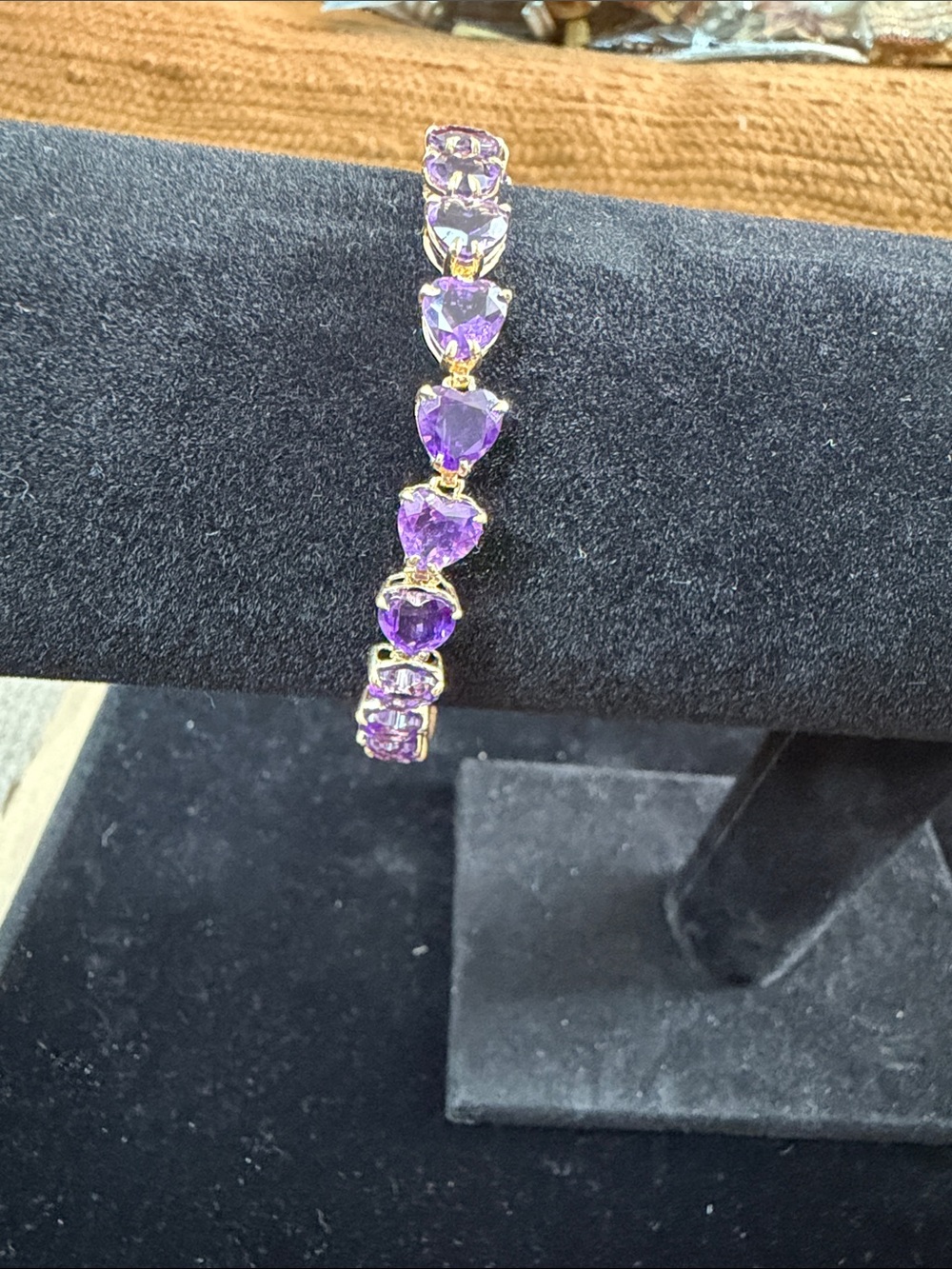 10k Gold Bracelet with Purple Amethyst Gemstones